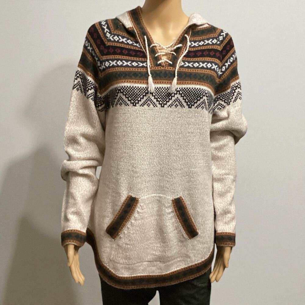 Artesania Chachani Alpaca Blend Hooded Pullover Sweater women’s L